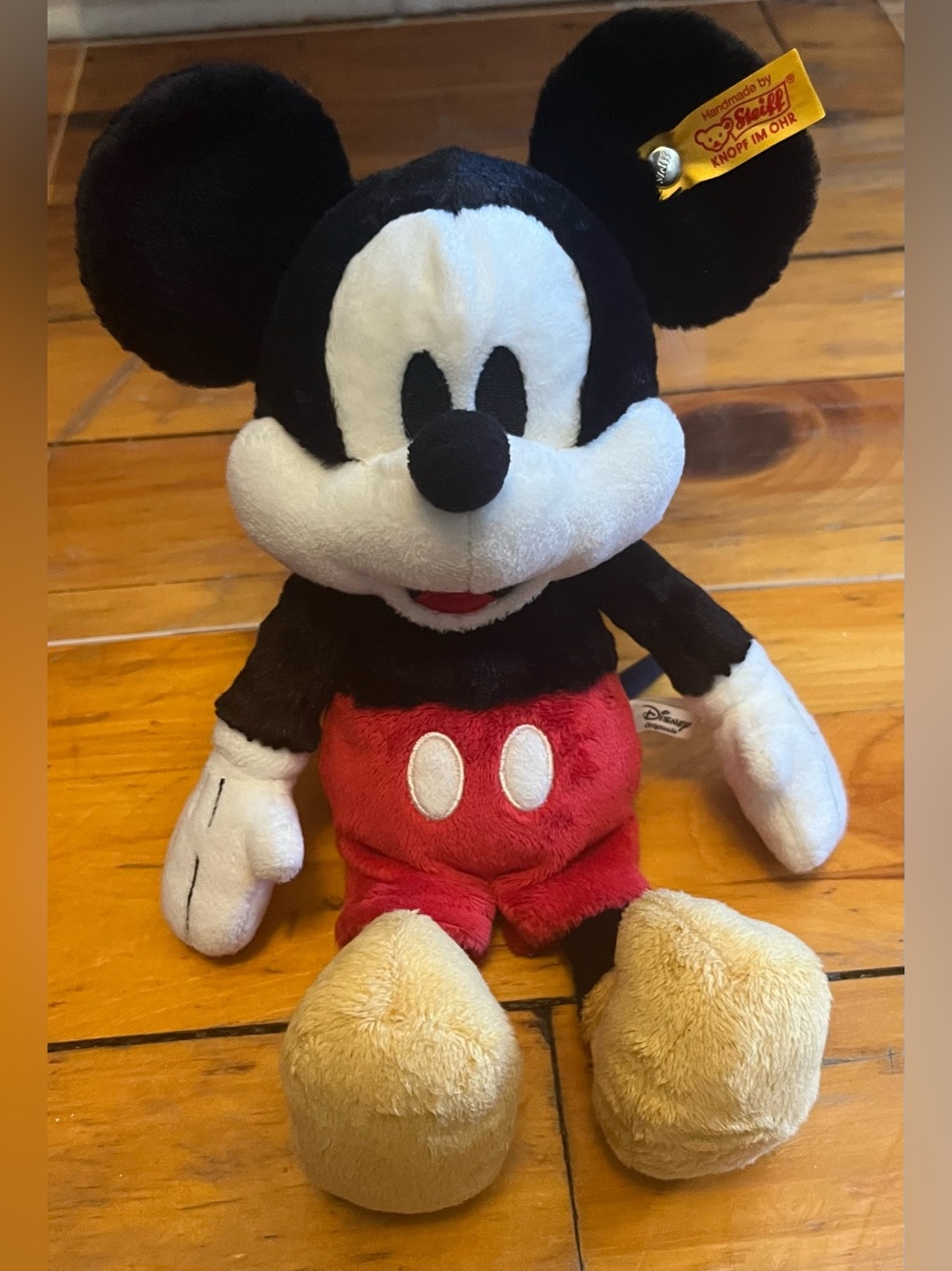 Steiff Disney Original Officially Licensed Mickey Mouse Plush Doll Handmade 12”